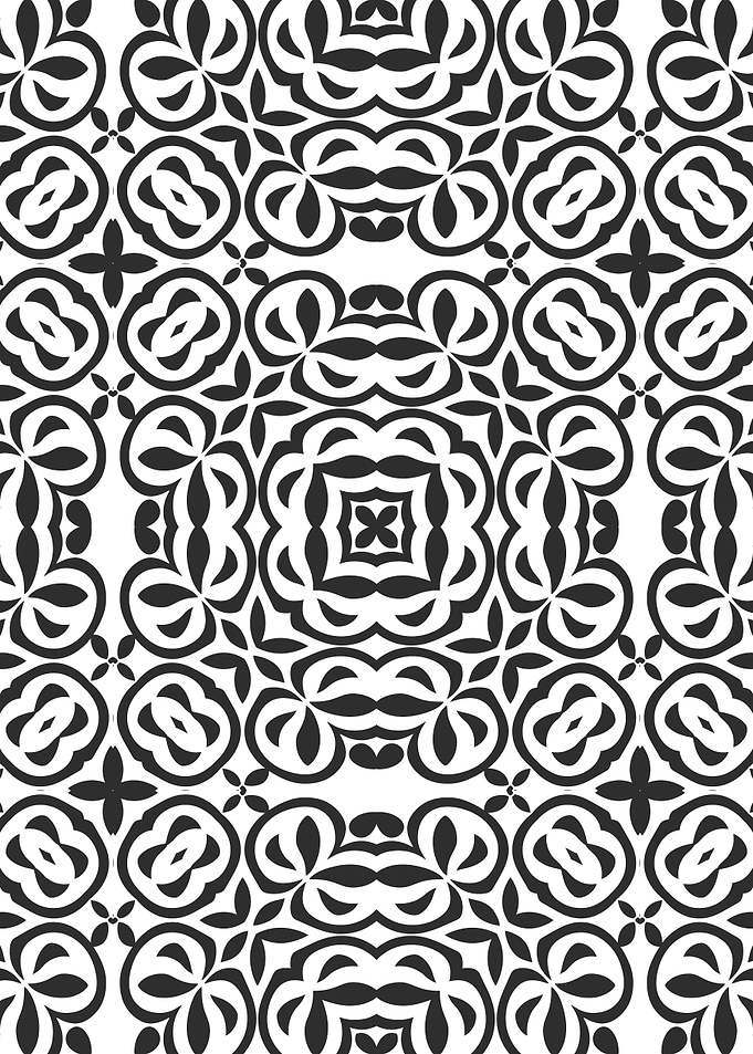 Geometric Black and White Floral Pattern
