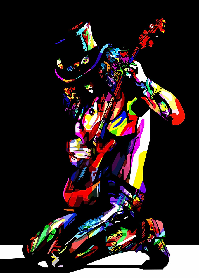 Slash Guitarist Colorful Pop Art