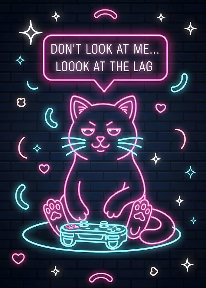 Gamer Cat Neon Sign