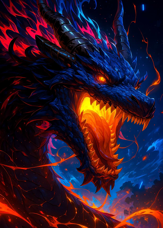 Fiery Blue Dragon