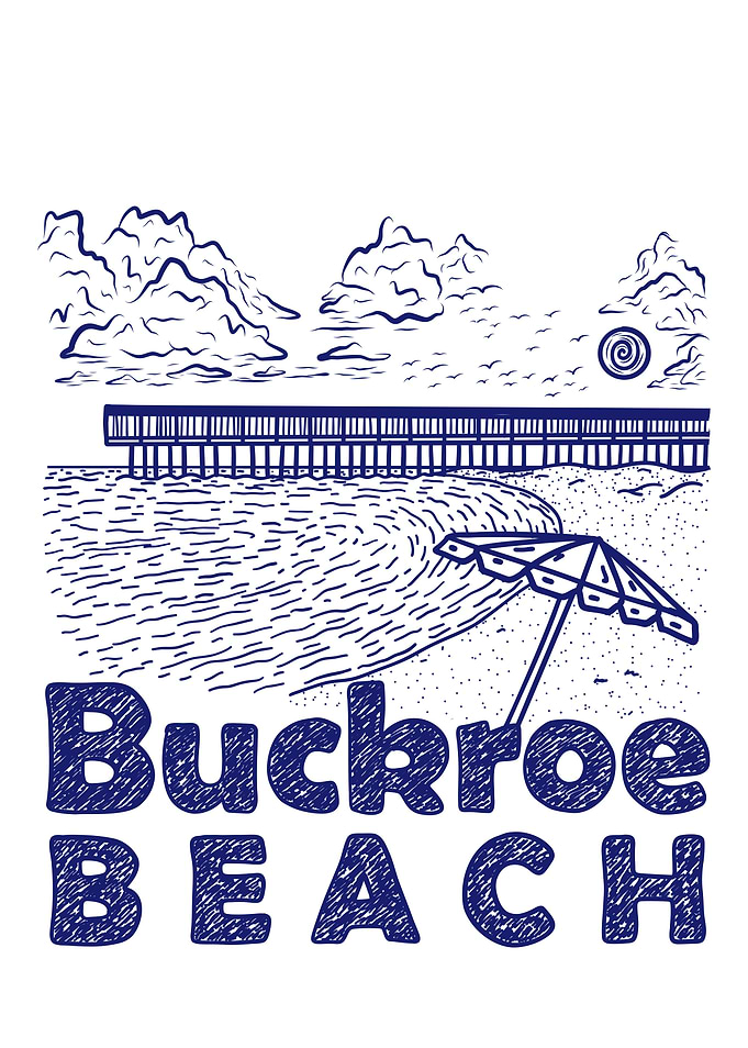 Buckroe Beach Blue Sketch