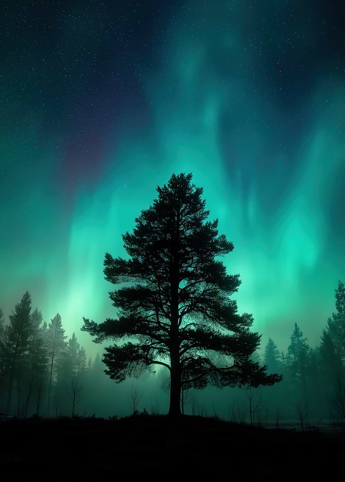 Aurora Borealis over Forest