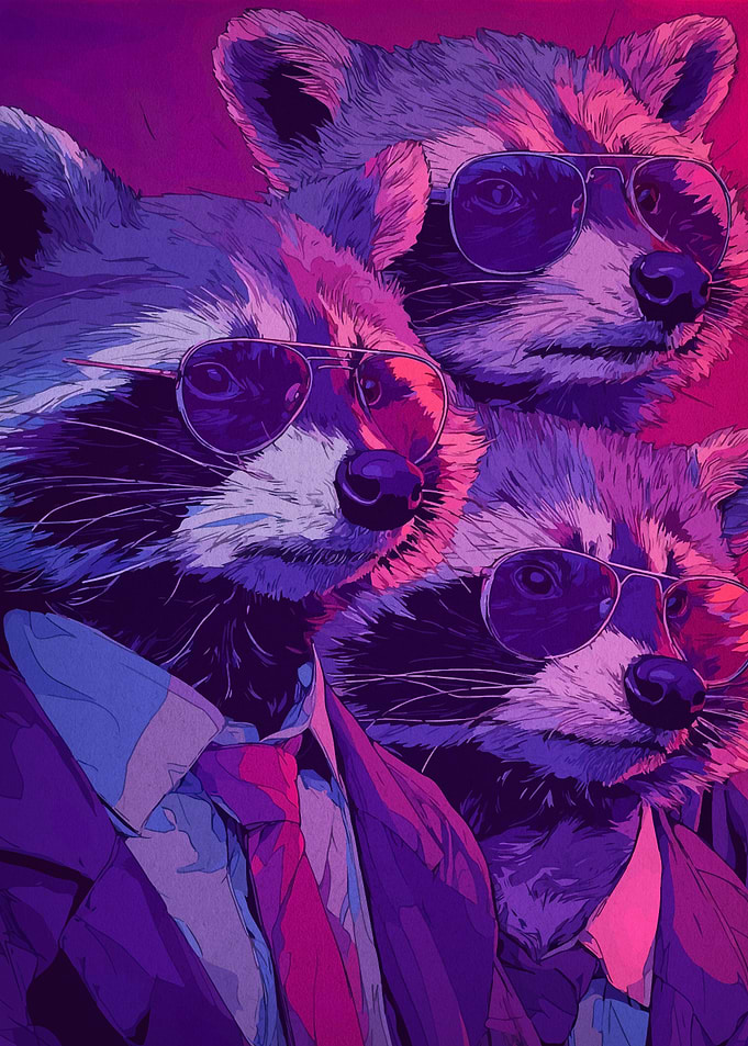 Cool Raccoons in Suits