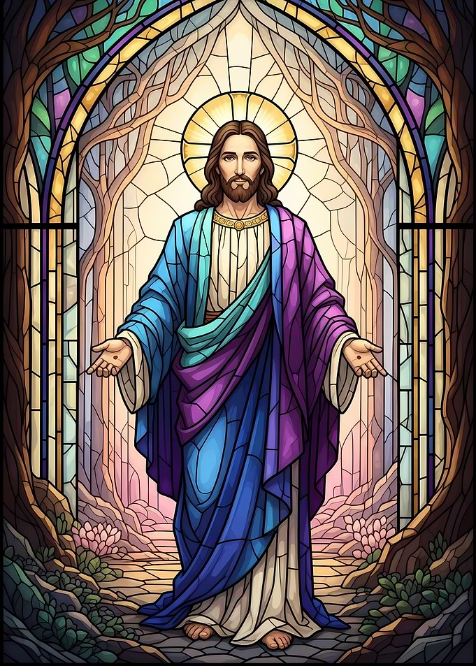 Stained Glass Jesus Christ Illustration