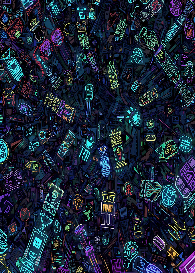 Neon Cyberpunk Abstract Pattern