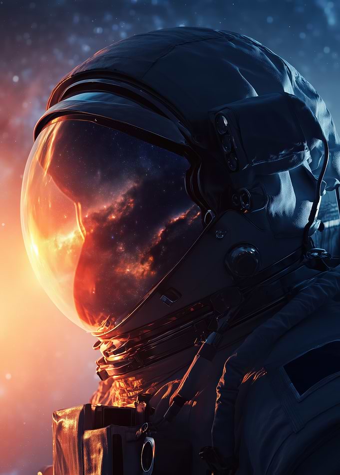Astronaut in Space Suit with Nebula
