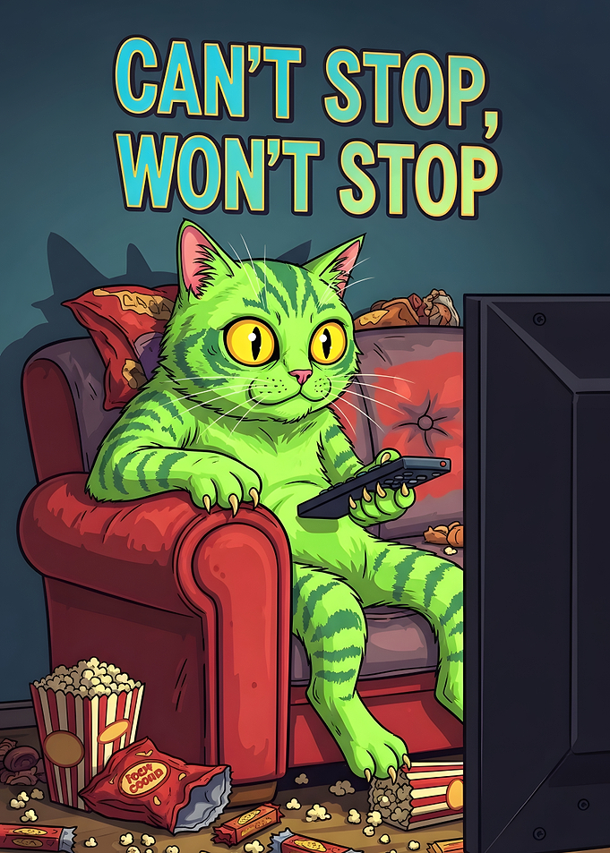 Cartoon Cat Watching TV