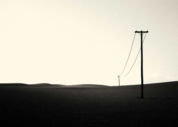 Monochrome Landscape with Telephone Poles