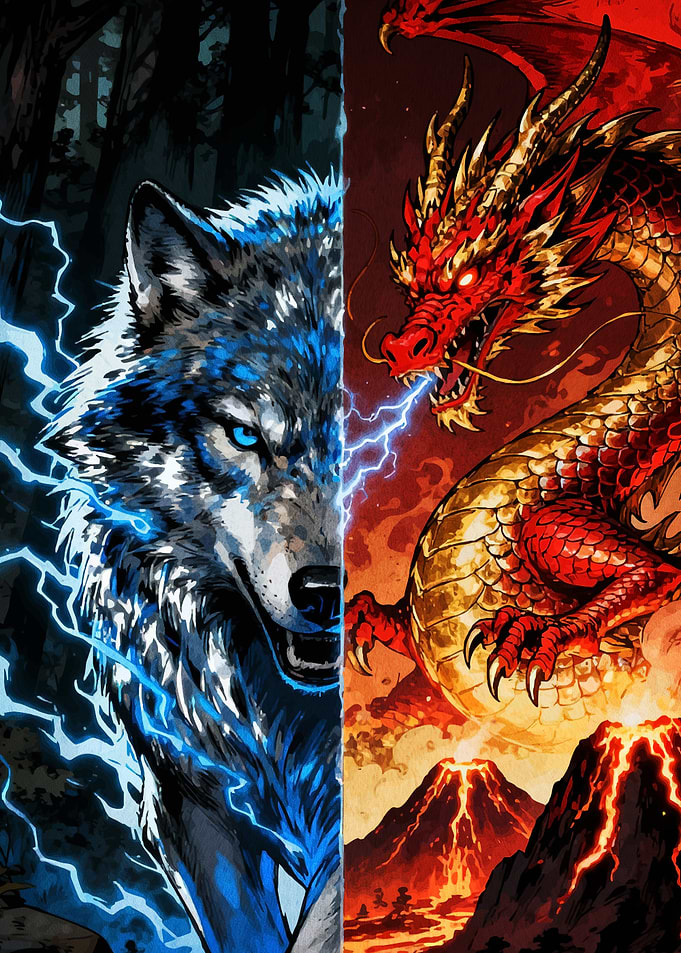 Wolf and Dragon Elemental Clash