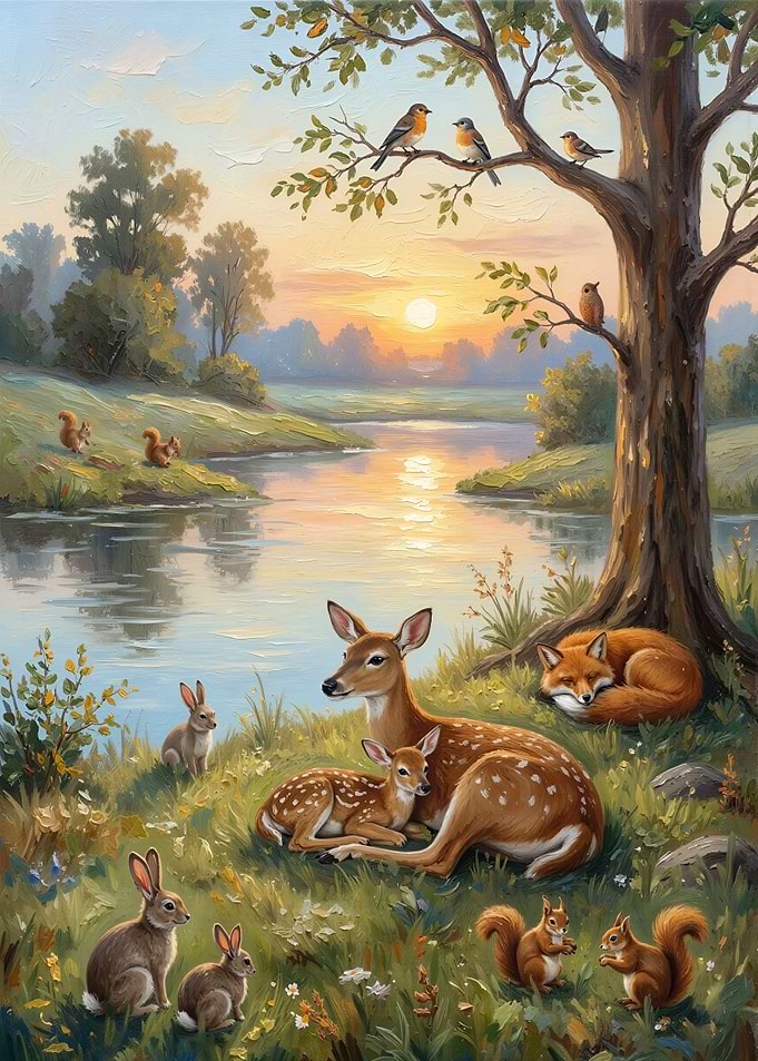 Peaceful Wildlife Scene at Sunset