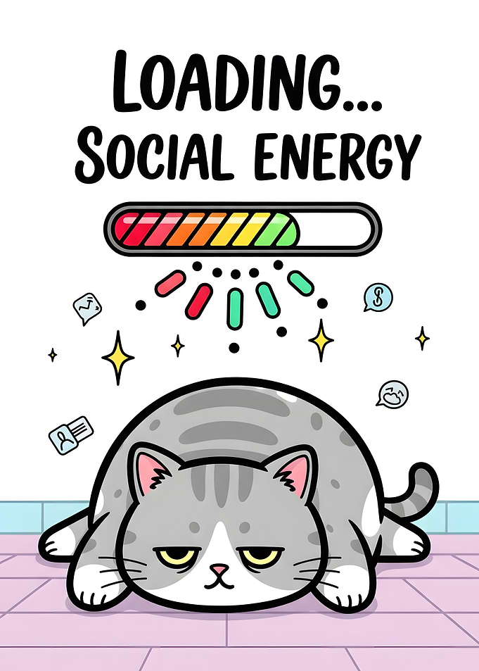Loading Social Energy Cat Cartoon