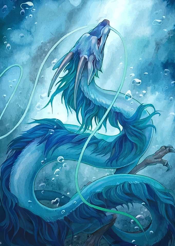Underwater Blue Dragon Illustration