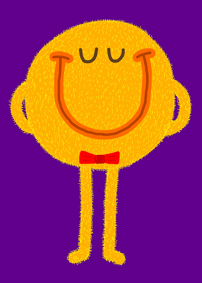 Happy Yellow Character with Bowtie