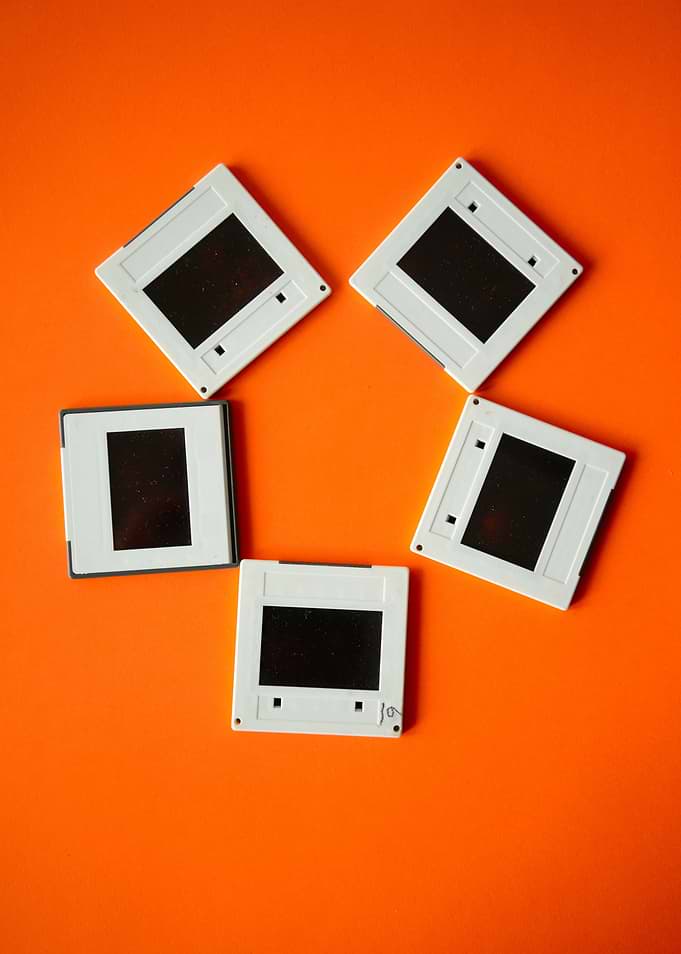Retro Slide Frames on Orange – Minimal Fine Art Print