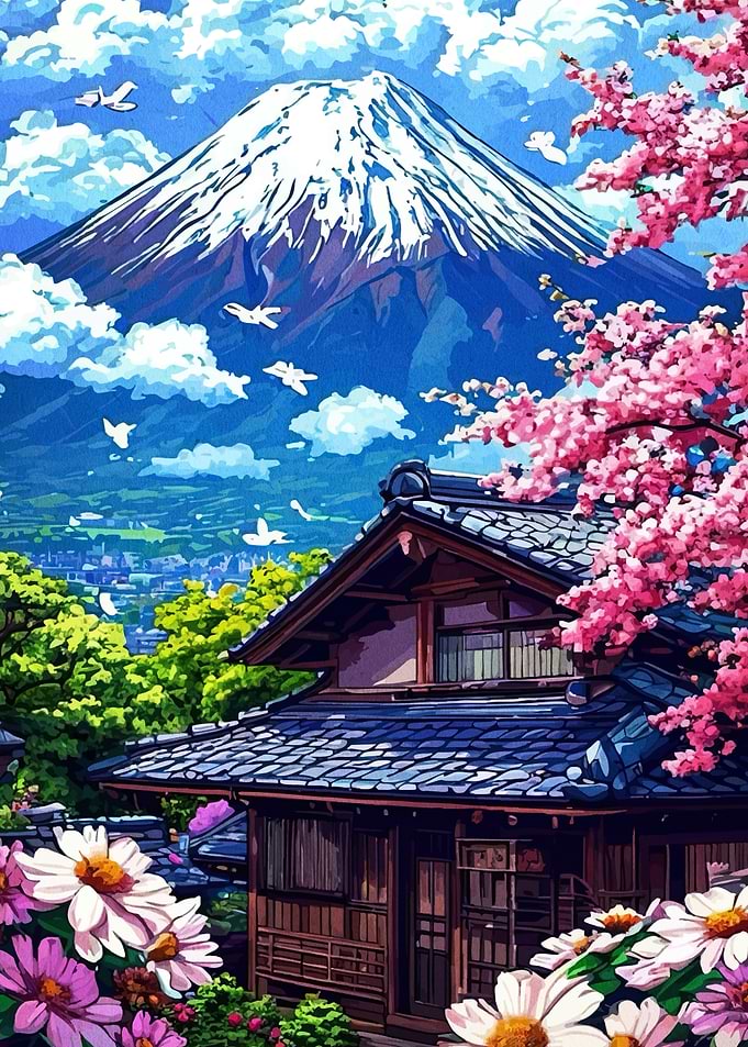 Mount Fuji Traditional Japanese House
