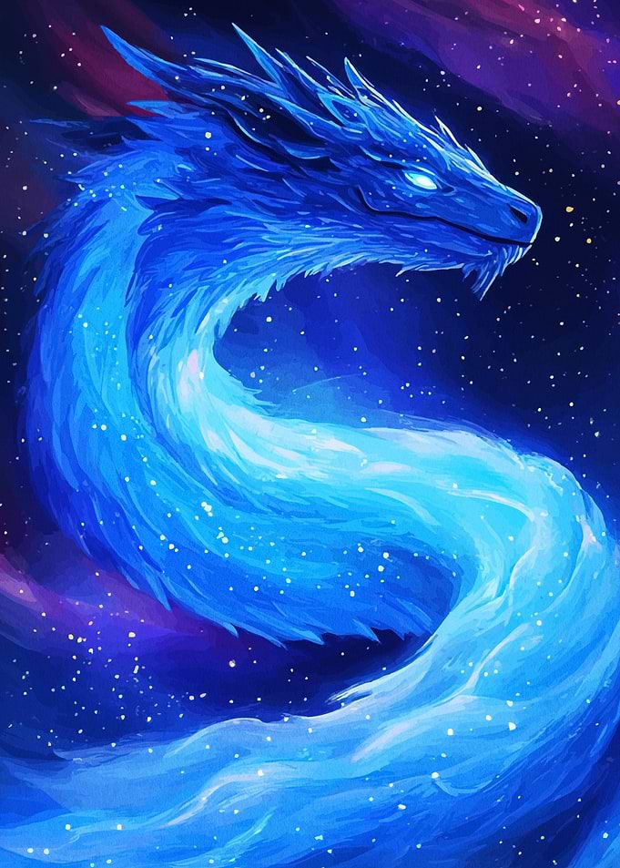 Celestial Blue Dragon Starry Space
