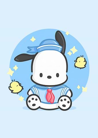 Pochacco in Sailor Outfit with Chicks