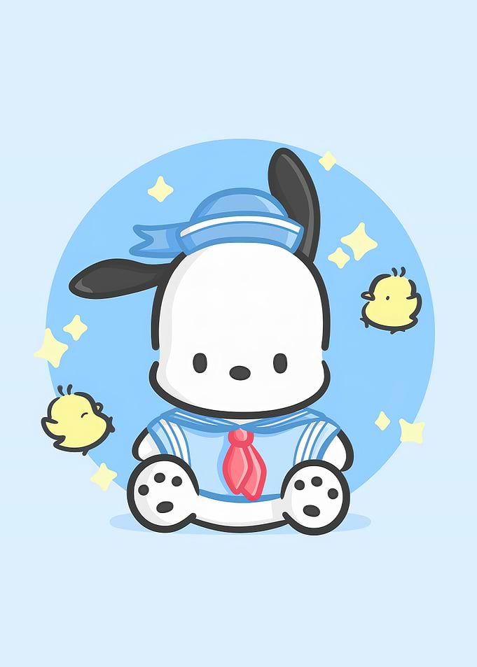 Pochacco in Sailor Outfit with Chicks