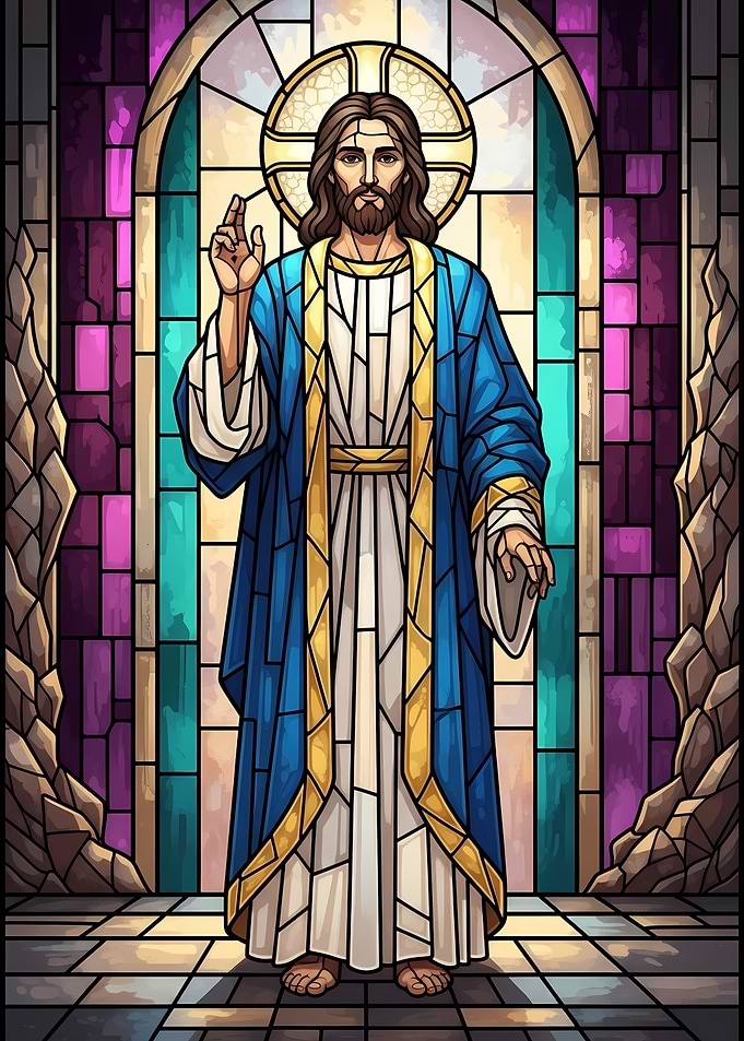 Stained Glass Jesus Christ Illustration