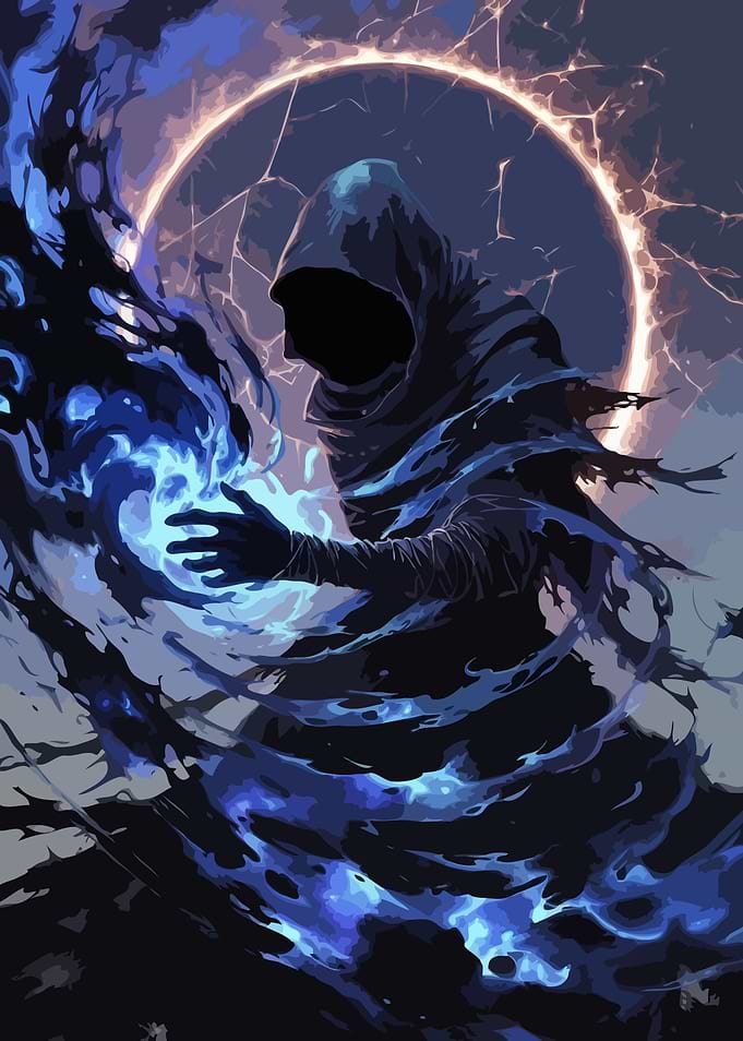 Hooded Figure with Blue Energy