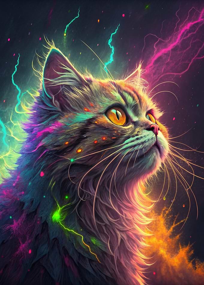 Colorful Cat Portrait