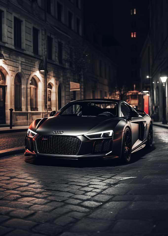 Black matt car on street