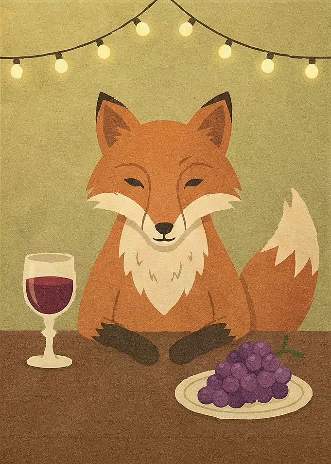 Fox with Wine and Grapes