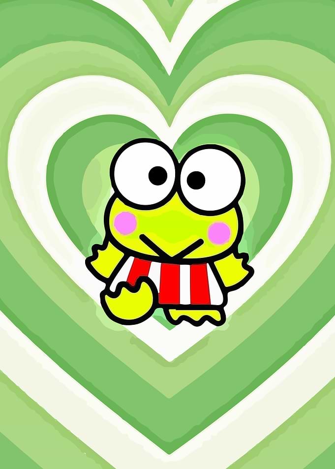 Keroppi with Green Heart Background