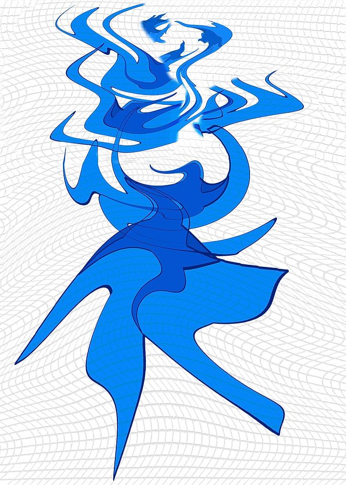 Abstract Blue Figure on White 4