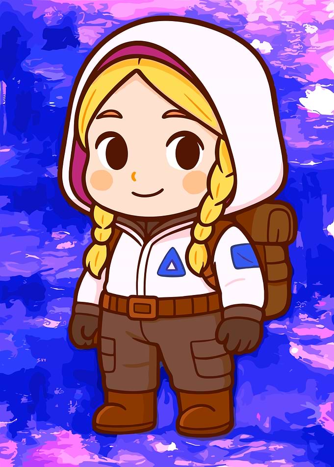Cartoon Hiker Girl with Backpack