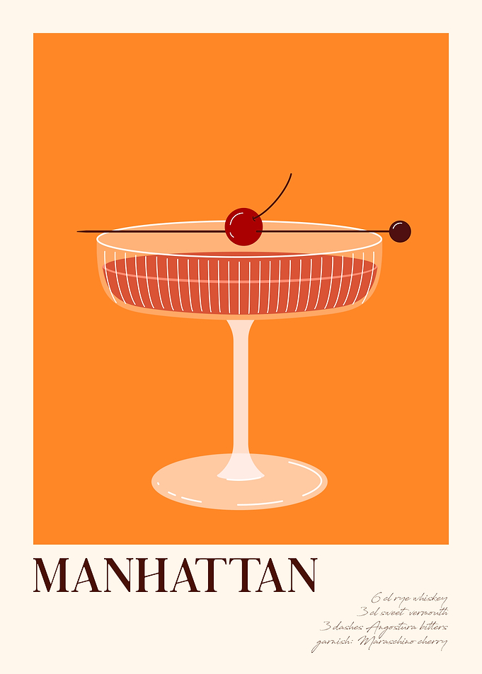 Manhattan Cocktail Illustration