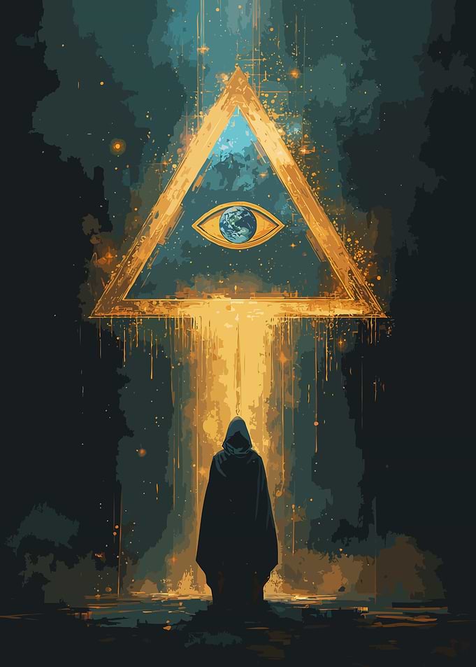 Mystic Figure Under Illuminati Eye