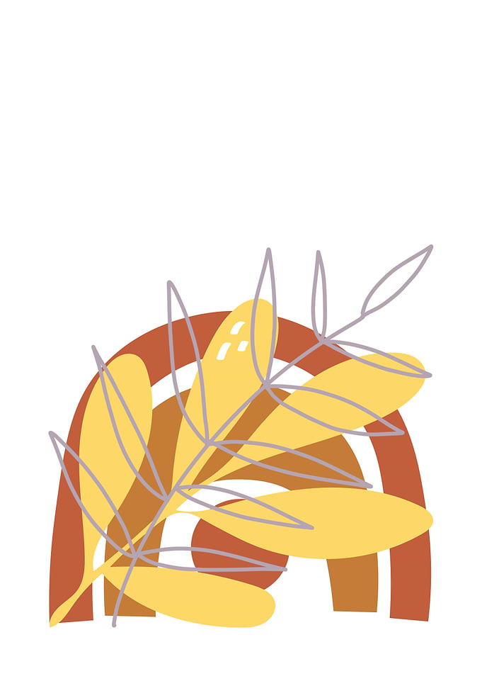 Abstract Rainbow with Leaves Illustration