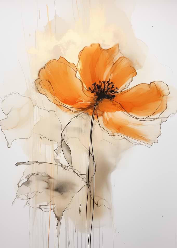 Watercolor Orange Flower