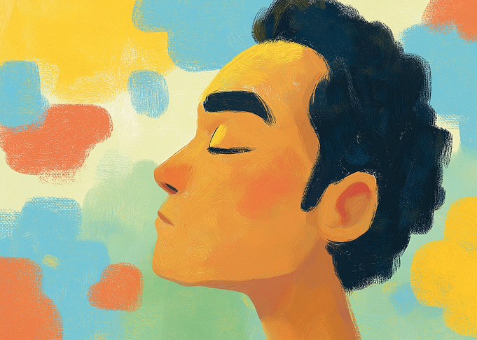 Man in profile with eyes closed