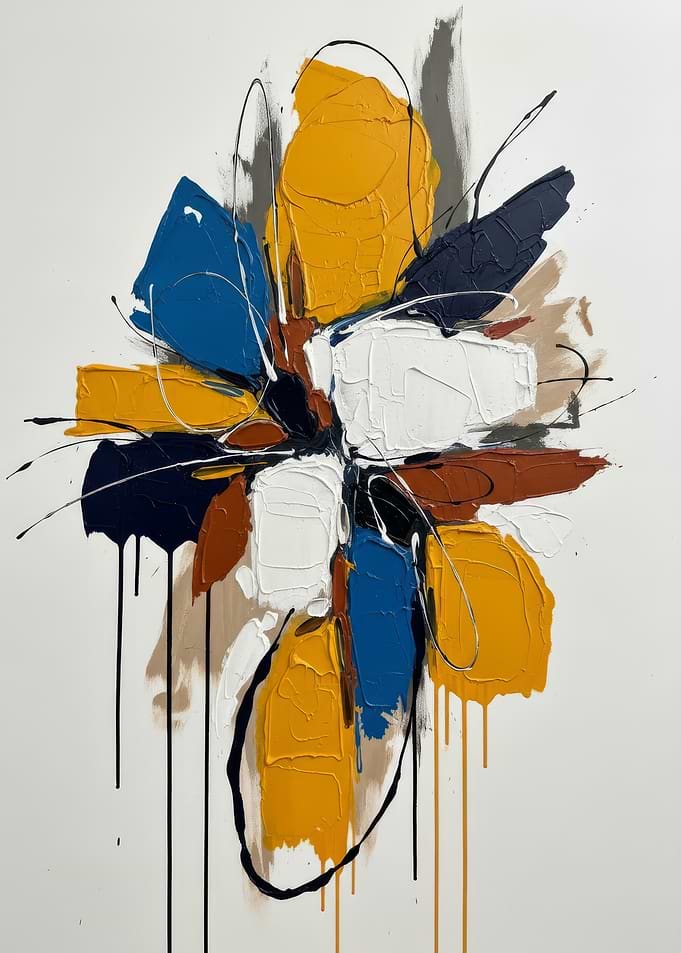 Abstract Floral Painting with Bold Colors