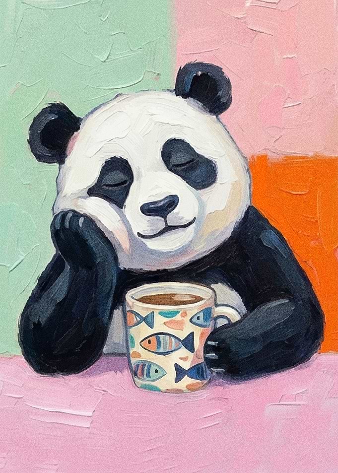 Sleepy Panda Coffee Break