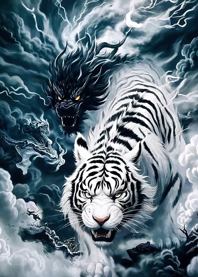 Dragon and Tiger Stormy Sky
