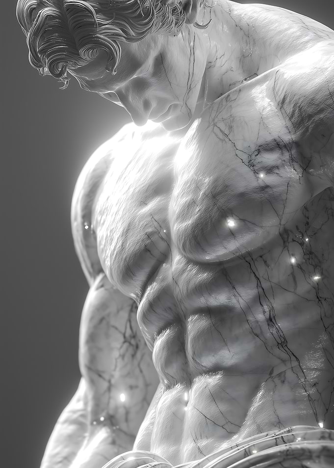 Marble Statue of a Muscular Man