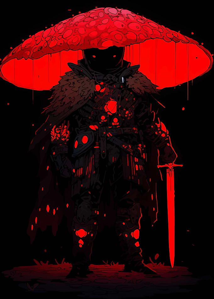 Mushroom Knight in Red and Black