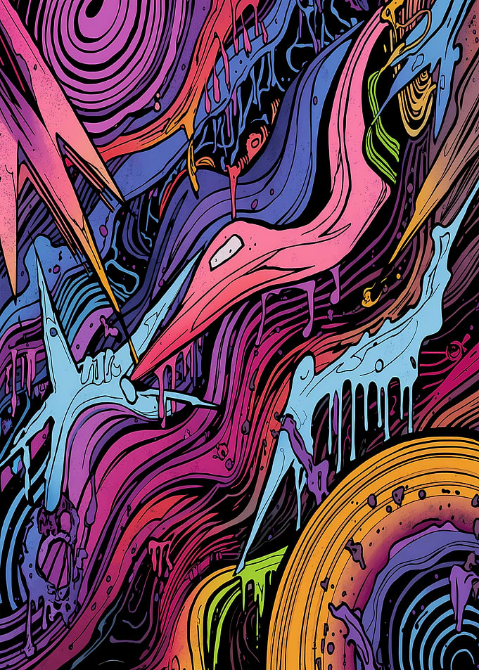 Abstract Colorful Drip Art
