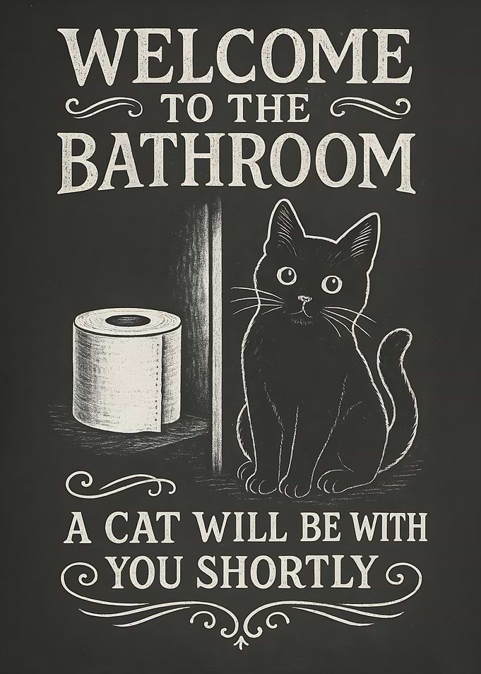 Welcome to the Bathroom Cat Art