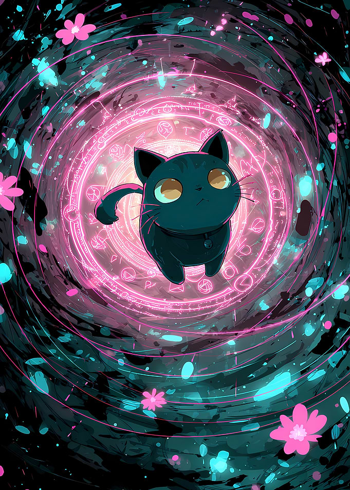 Magical Black Cat Illustration