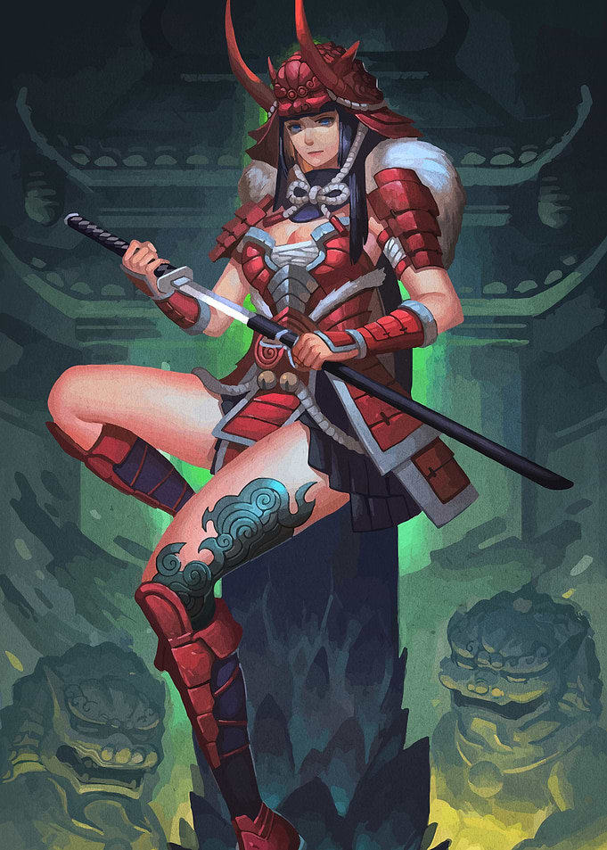 Female Samurai Warrior with Katana
