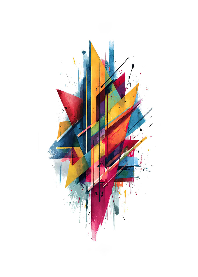 Colorful Abstract Geometric Watercolor Design