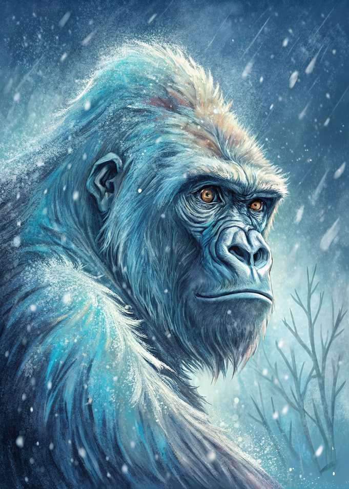 Snowy Gorilla Portrait