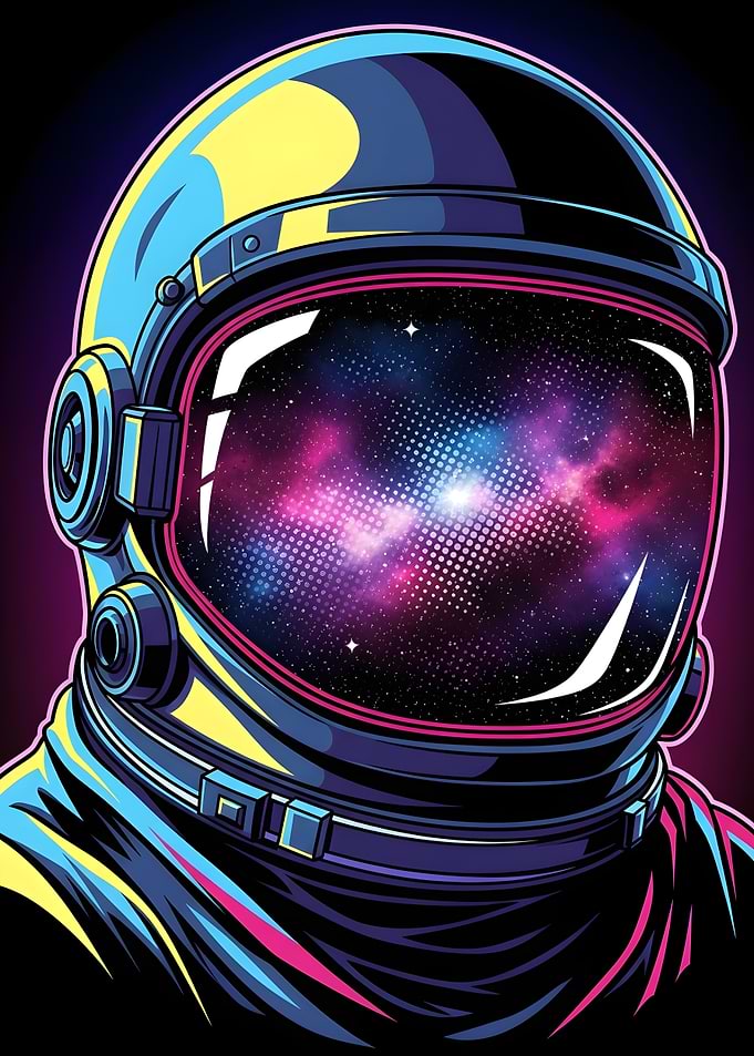 Astronaut Helmet with Galaxy Reflection