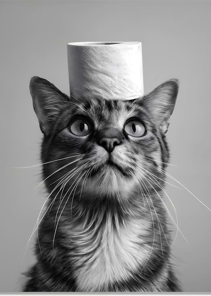 Cat with Toilet Paper