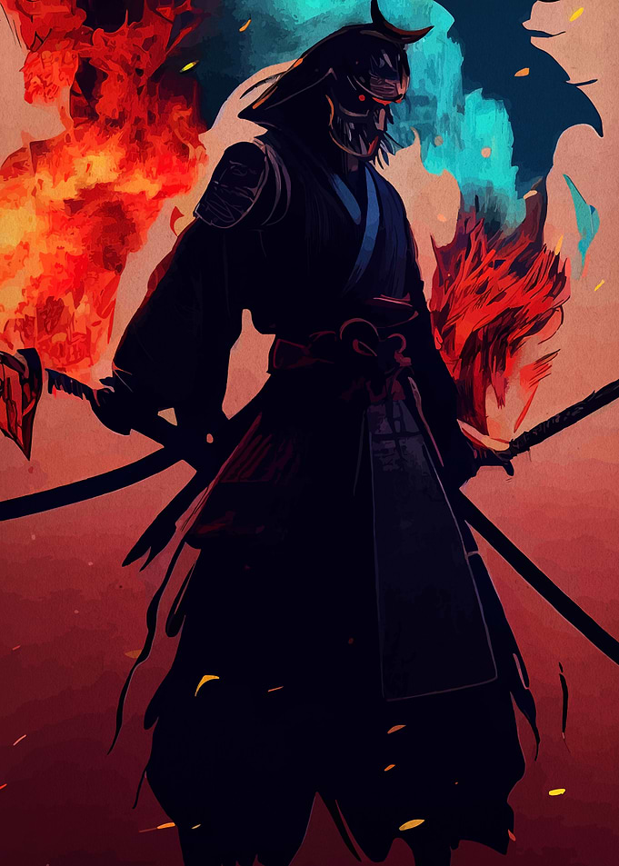 Dark Samurai with Fiery Aura