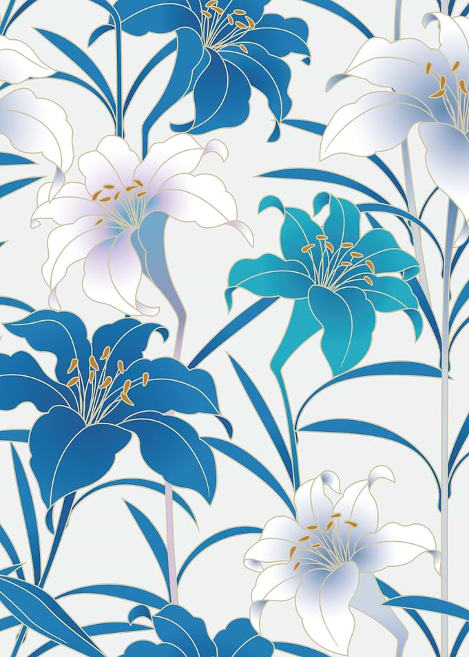 Spring Tulips Floral Lilac Blue